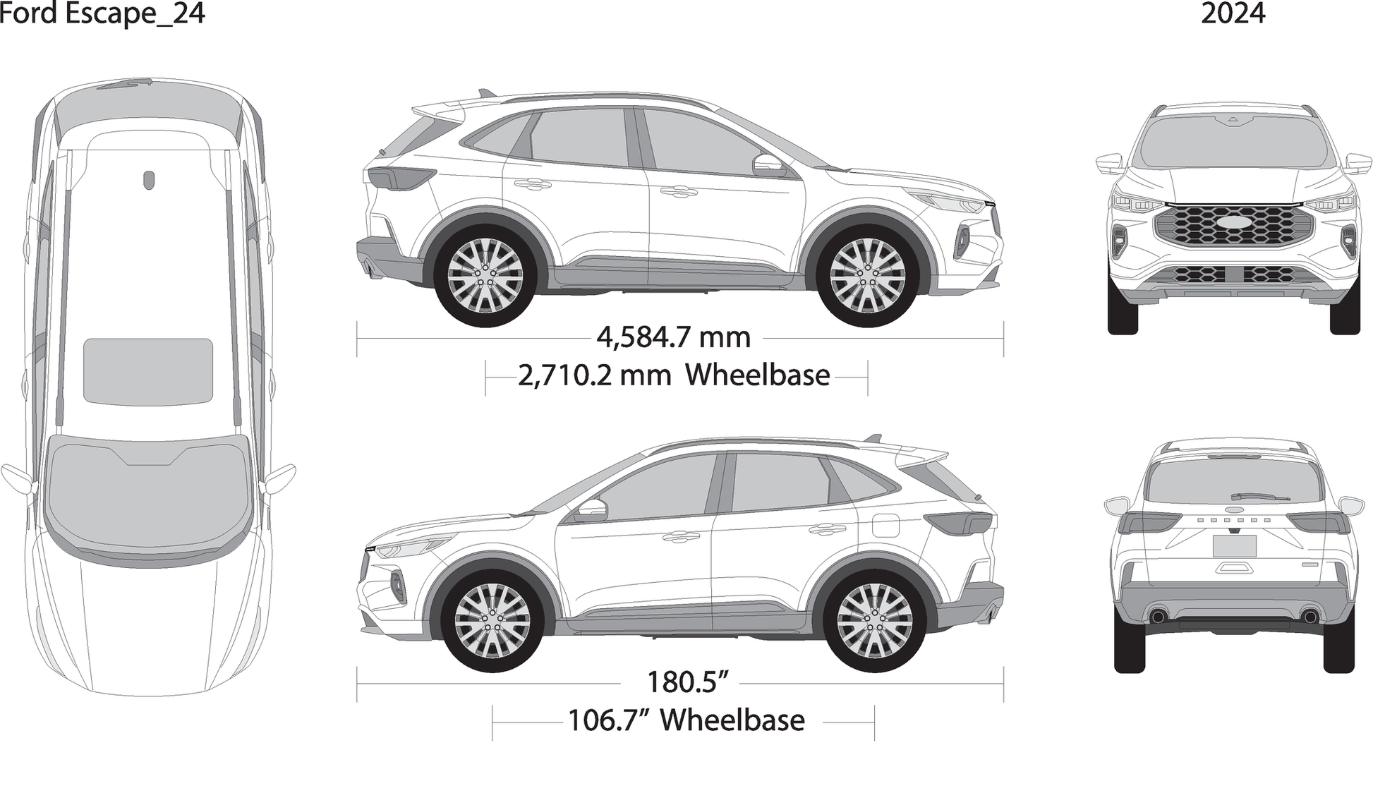 2024 Ford Escape V01 Vehicle Wrap Template