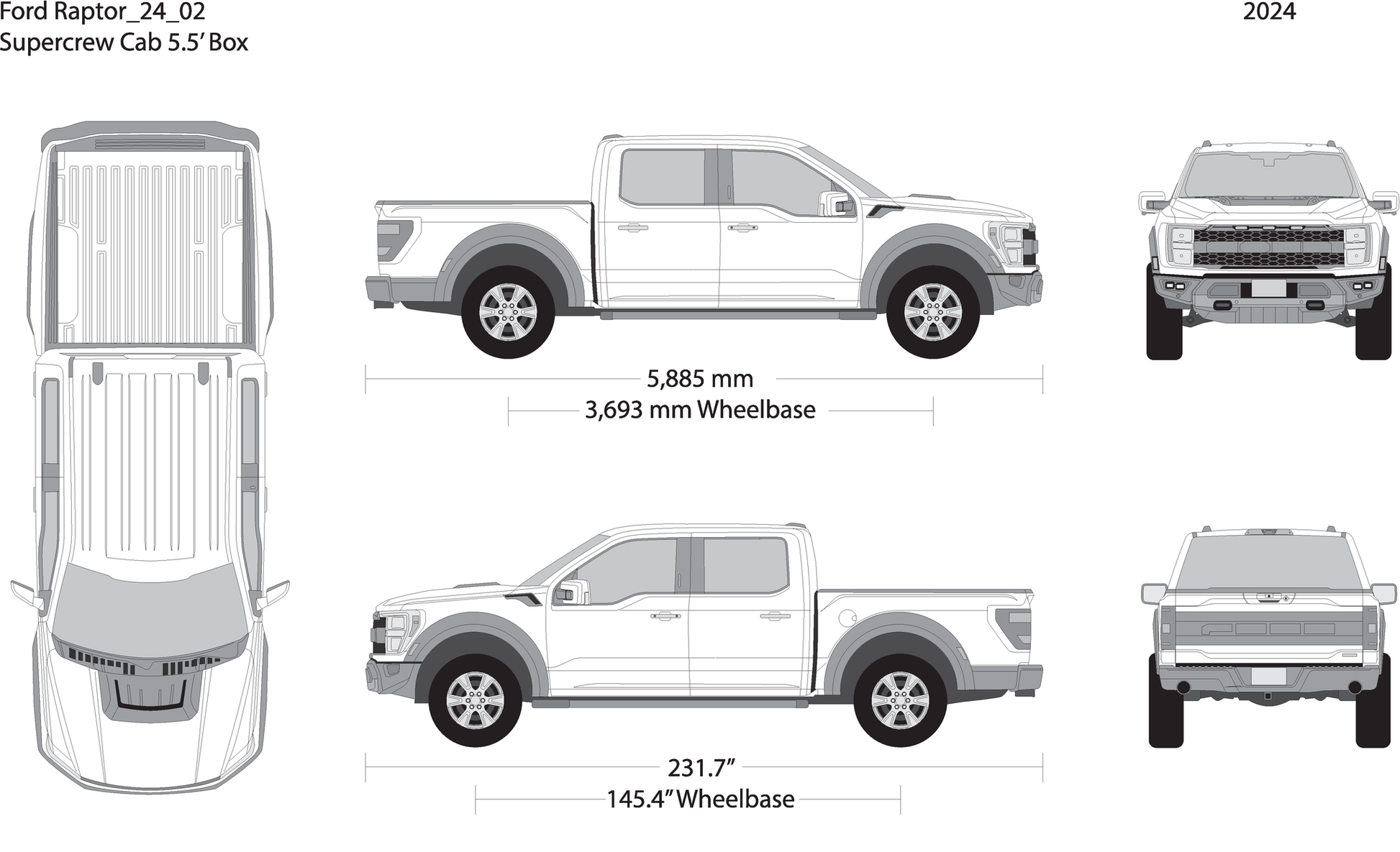 2024 Ford Raptor V02 Vehicle Wrap Template