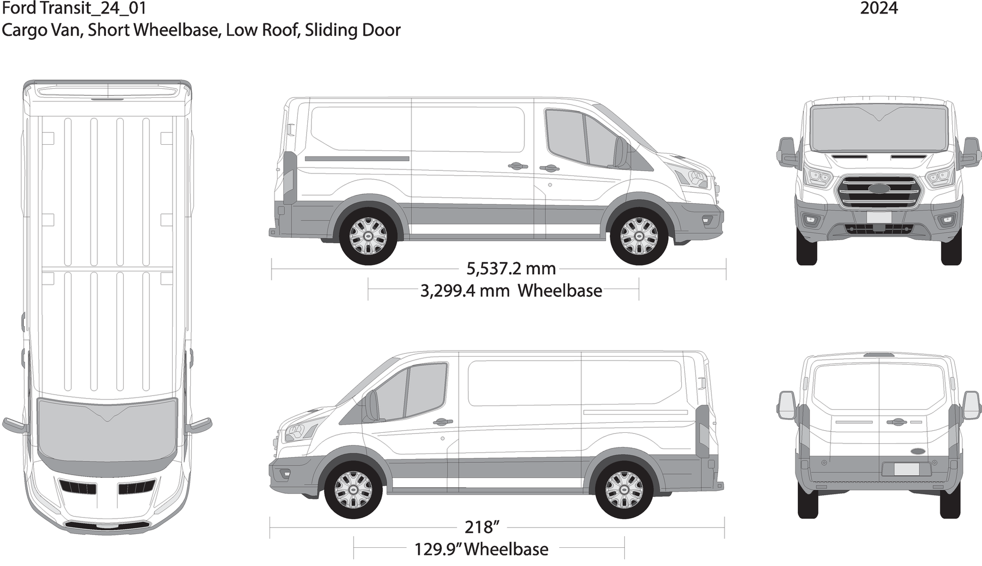 2024 Ford Transit Sliding Doors V01 Vehicle Wrap Template
