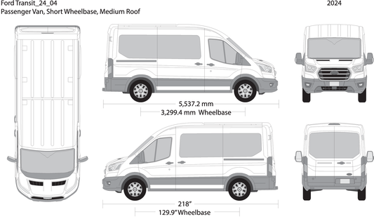 2024 Ford Transit Sliding Doors V04 Vehicle Wrap Template