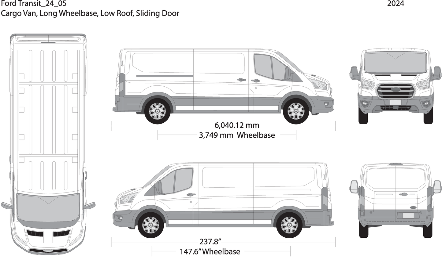 2024 Ford Transit Sliding Doors V05 Vehicle Wrap Template