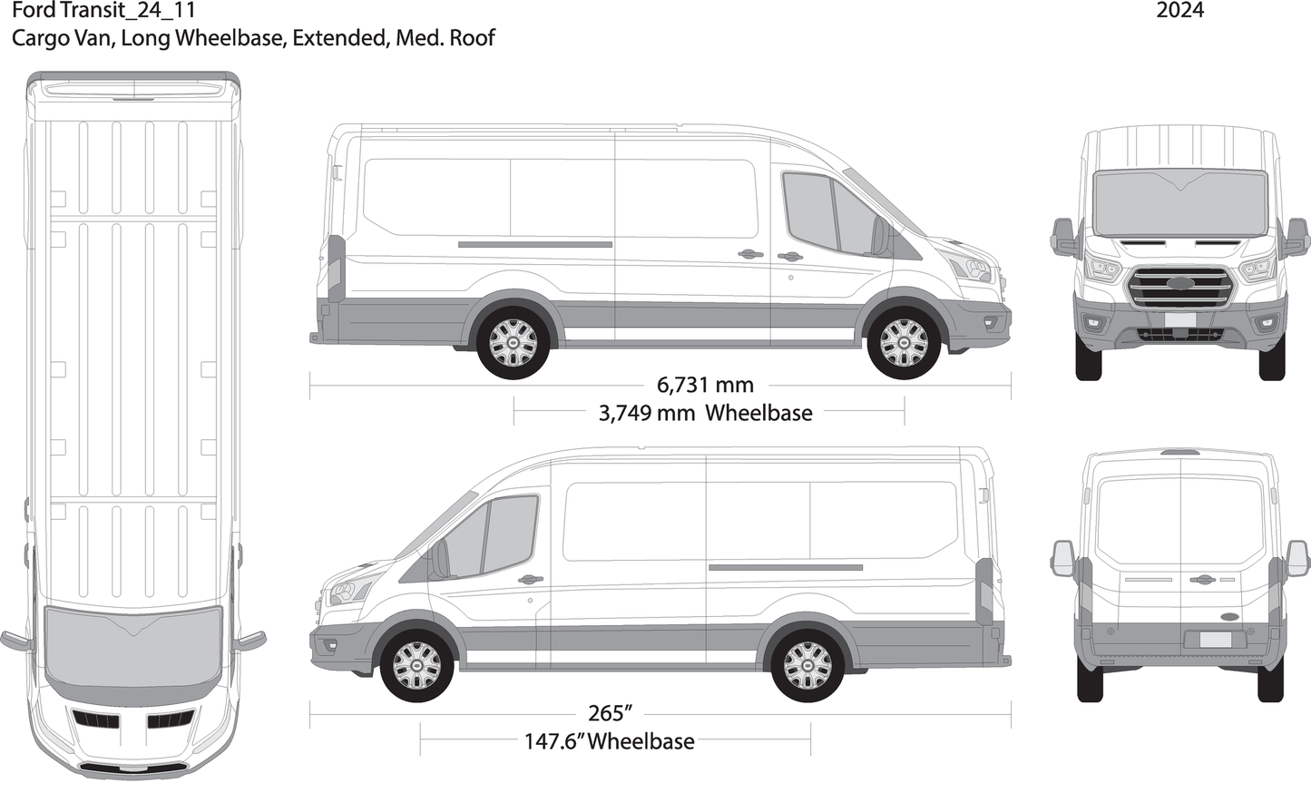 2024 Ford Transit Sliding Doors V11 Vehicle Wrap Template
