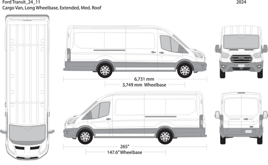 2024 Ford Transit Sliding Doors V11 Vehicle Wrap Template