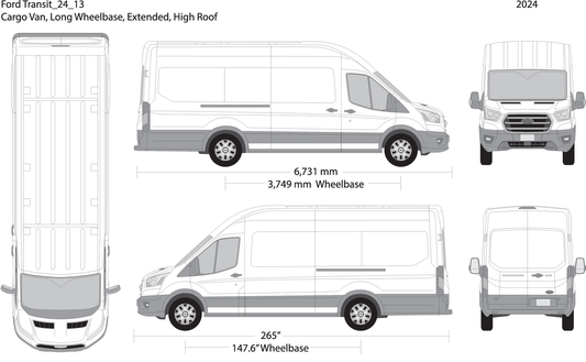 2024 Ford Transit Sliding Doors V13 Vehicle Wrap Template