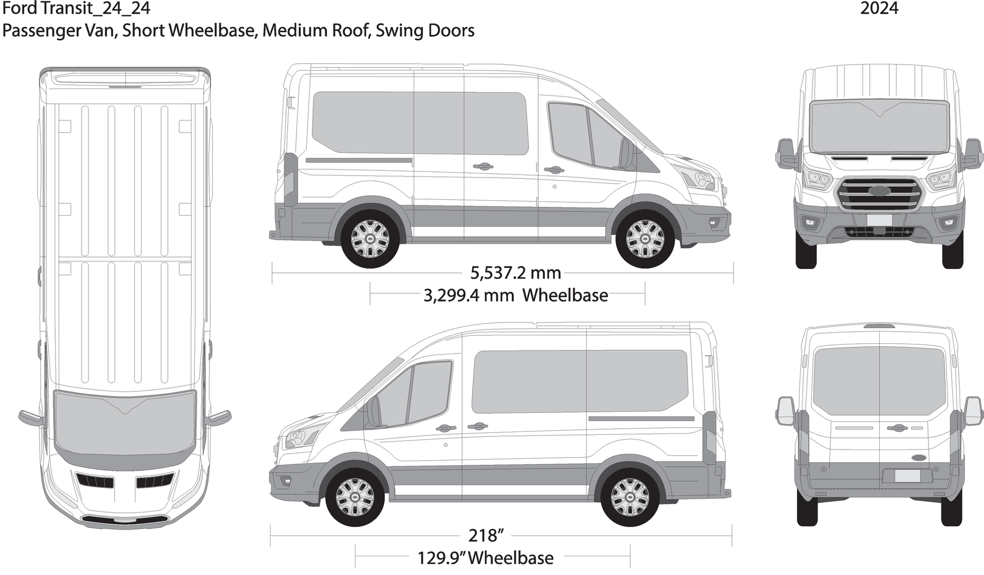 2024 Ford Transit Swing Doors V24 Vehicle Wrap Template