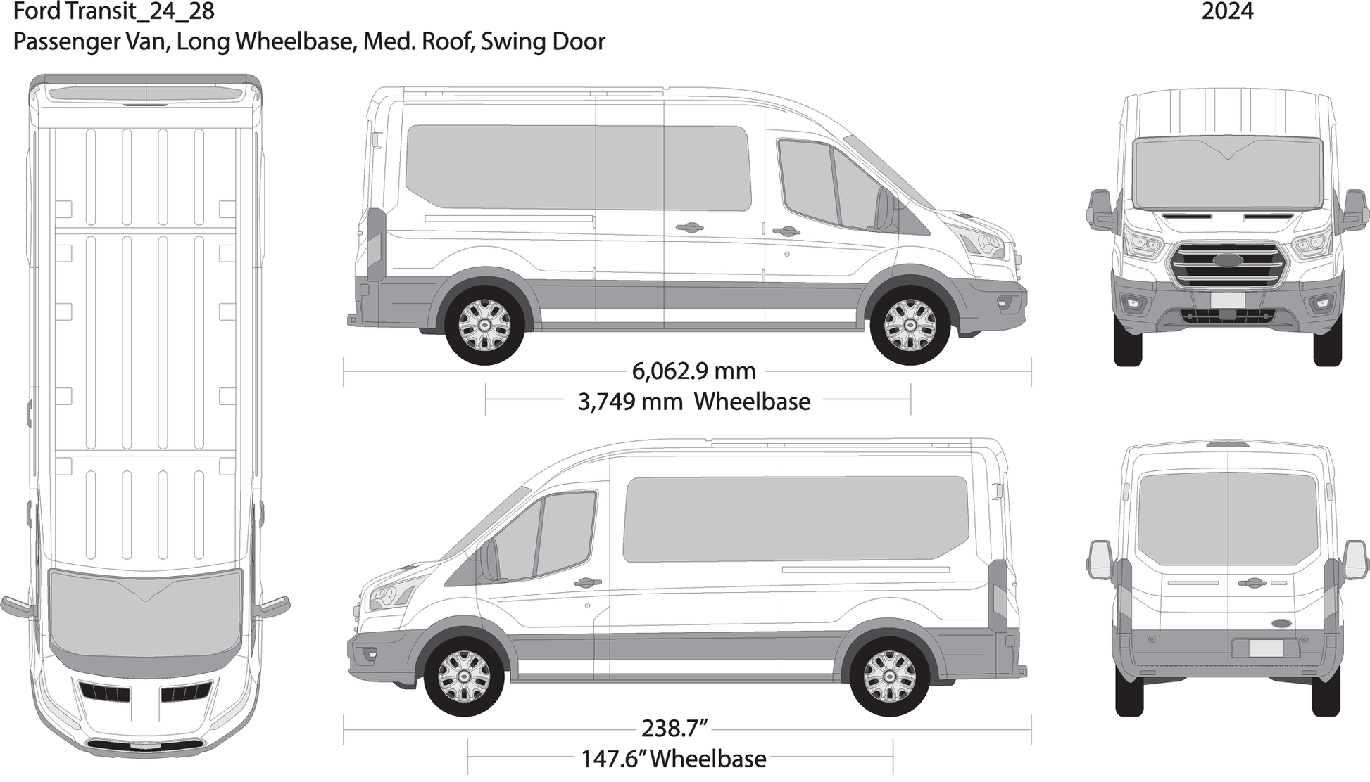 2024 Ford Transit Swing Doors V28 Vehicle Wrap Template