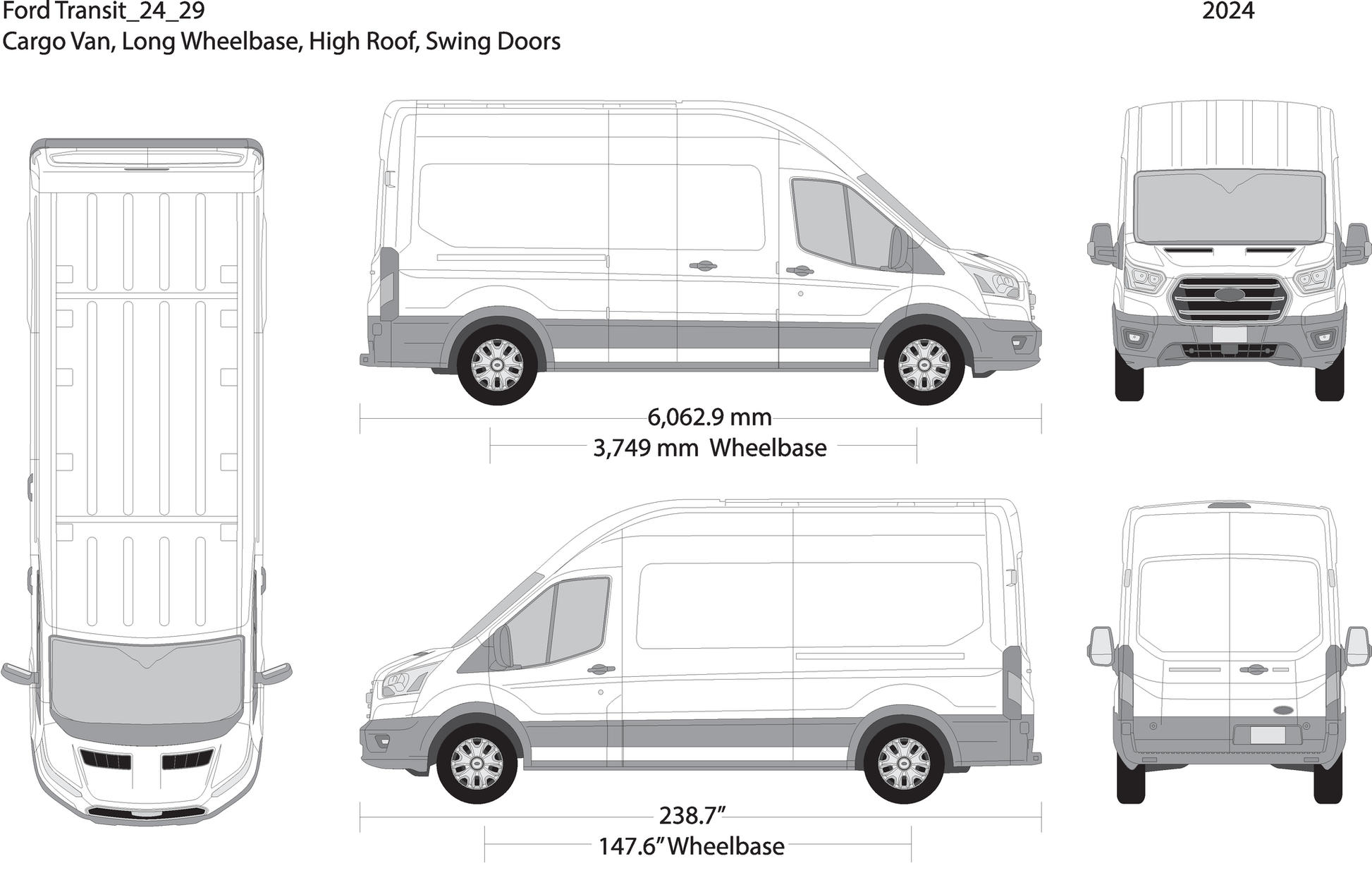 2024 Ford Transit Swing Doors V29 Vehicle Wrap Template
