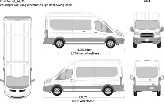 2024 Ford Transit Swing Doors V30 Vehicle Wrap Template