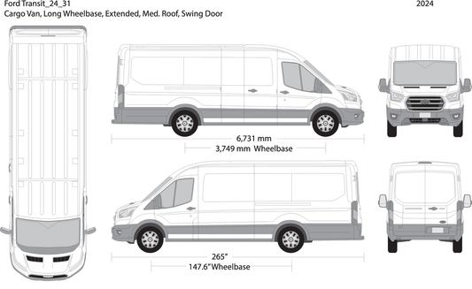 2024 Ford Transit Swing Doors V31 Vehicle Wrap Template