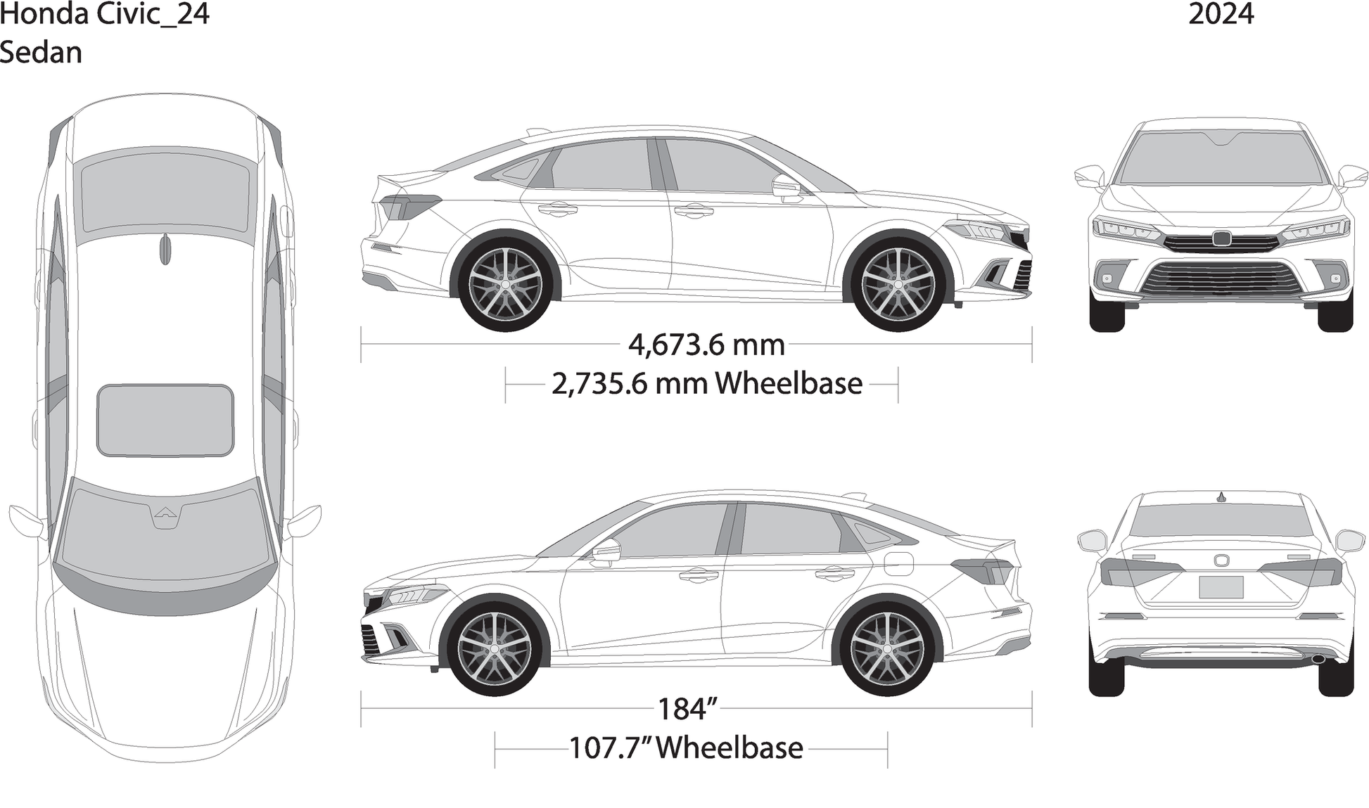 2024 Honda Civic Sedan V24 Vehicle Wrap Template