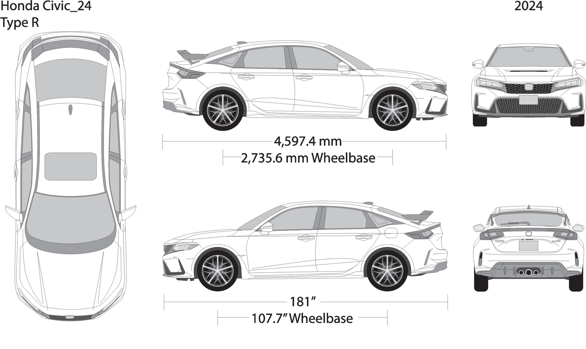 2024 Honda Civic Type R V24 Vehicle Wrap Template
