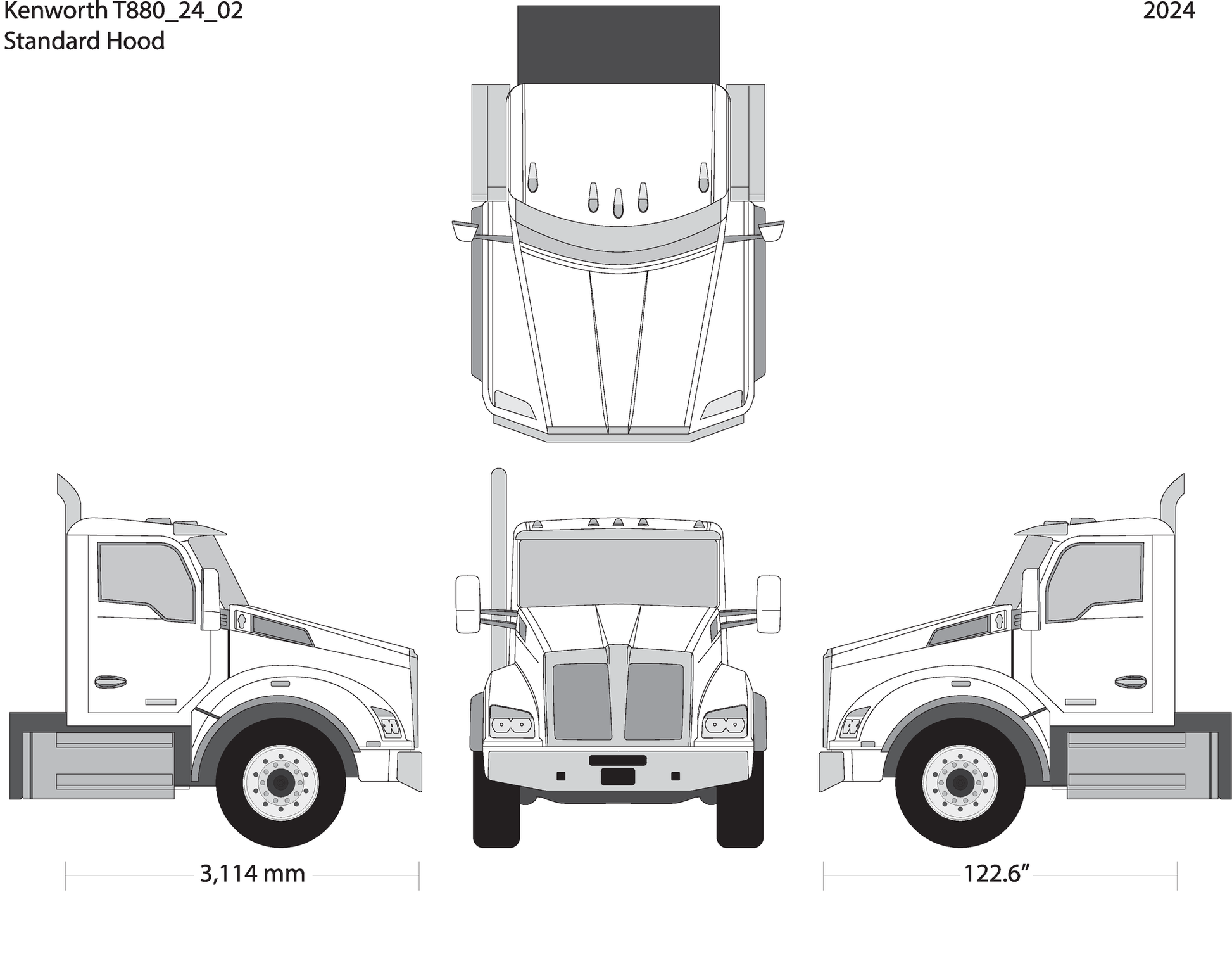 2024 Kenworth T880 V02 Vehicle Wrap Template