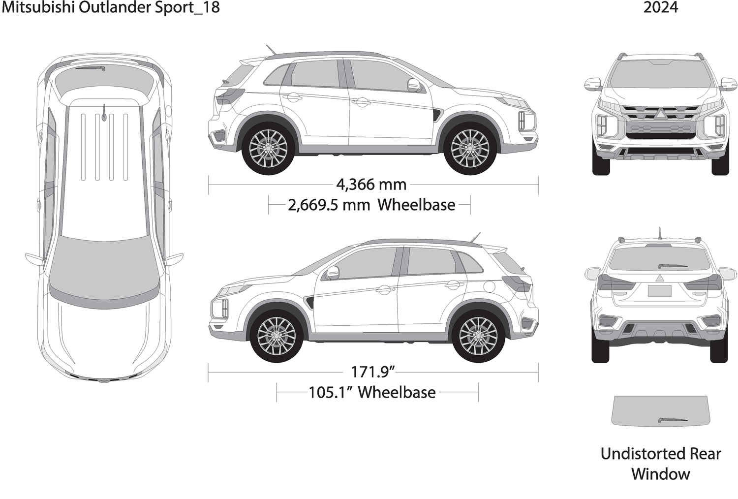 2024 Mitsubishi Outlander Sport V24 Vehicle Wrap Template