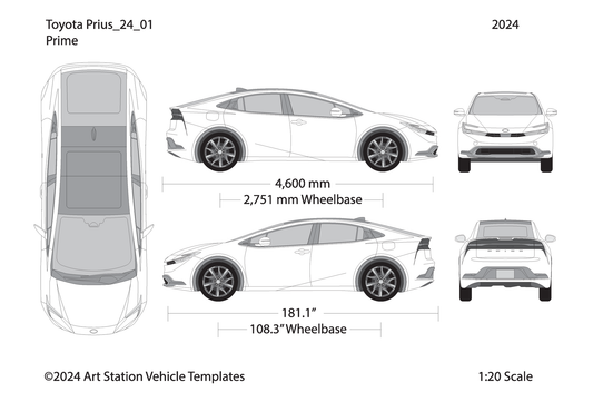 2024 Toyota Prius V01 Vehicle Wrap Template