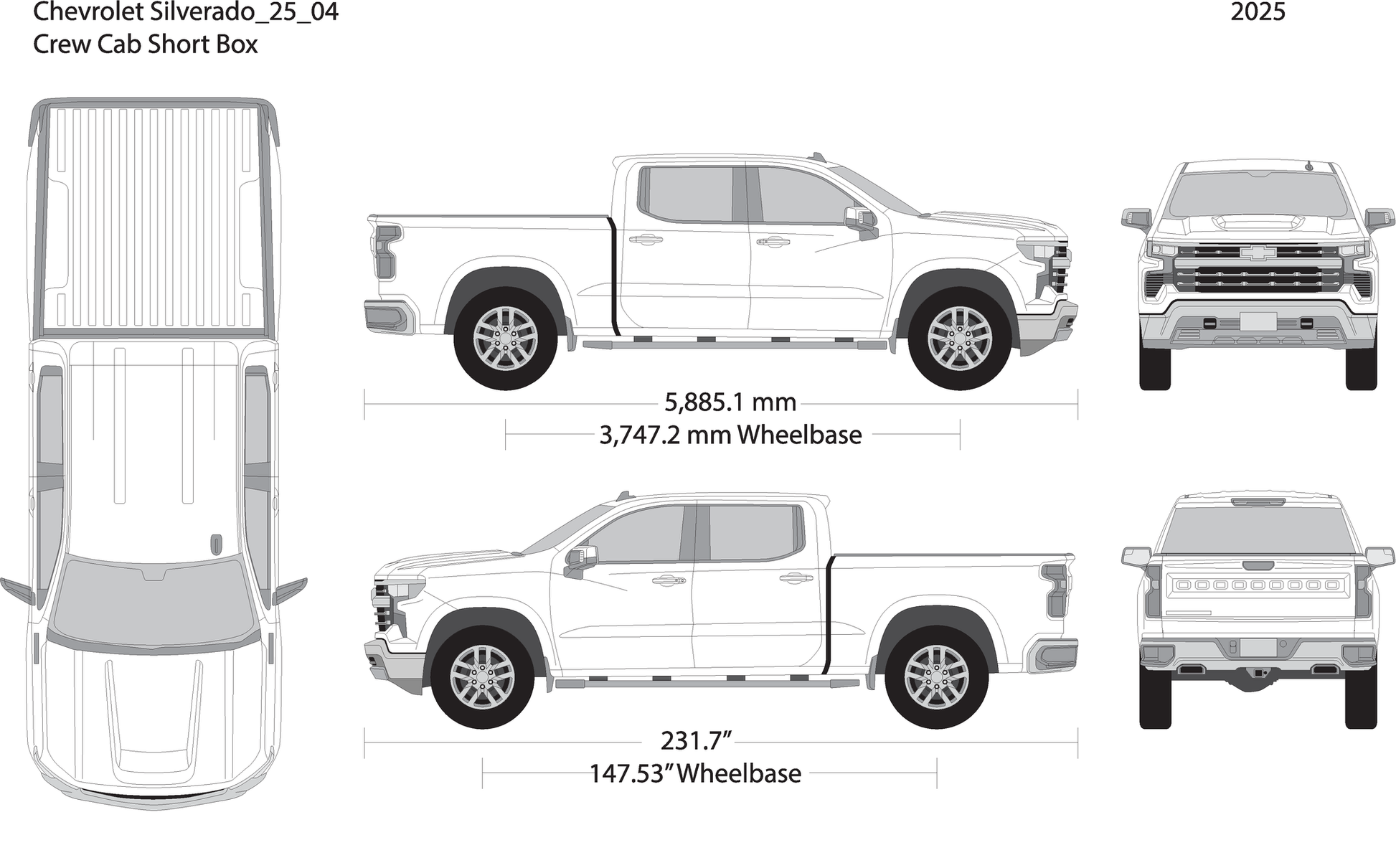 2025 Chevy Silverado 1500 V04 Vehicle Wrap Template