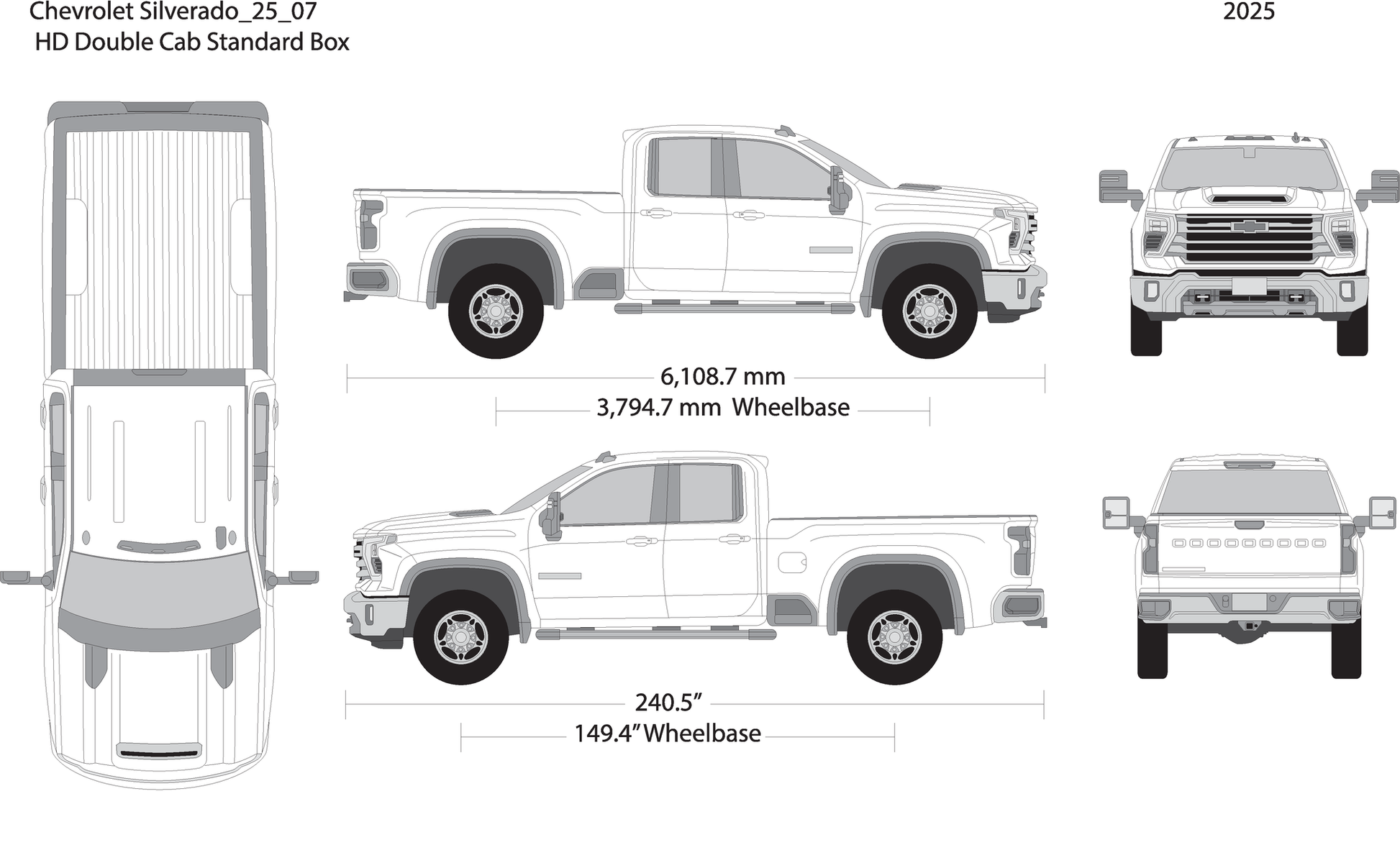 2025 Chevy Silverado 2500 3500 Hd V07 Vehicle Wrap Template