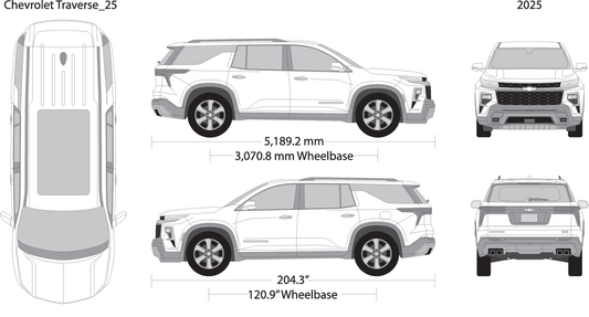 2025 Chevy Traverse V25 Vehicle Wrap Template