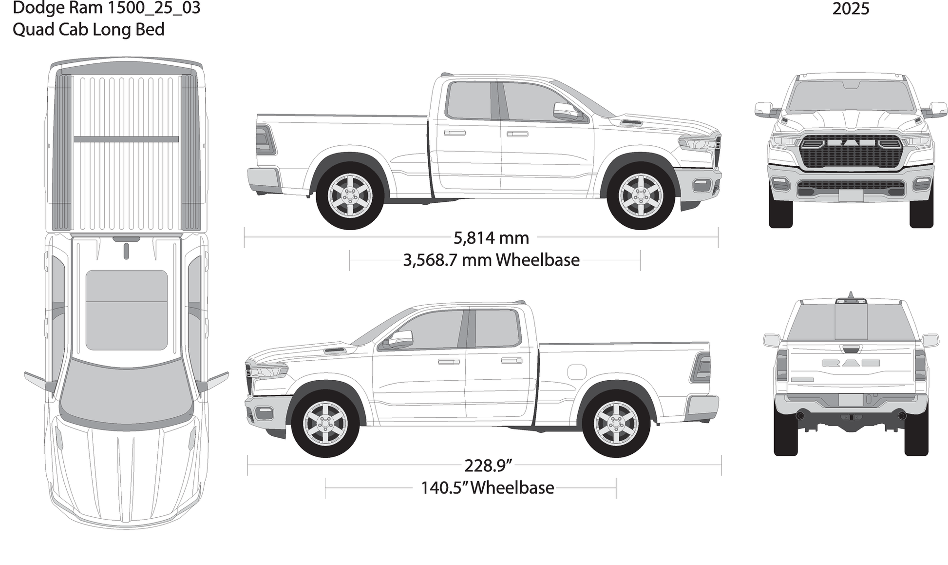 2025 Dodge Ram 1500 V03 Vehicle Wrap Template