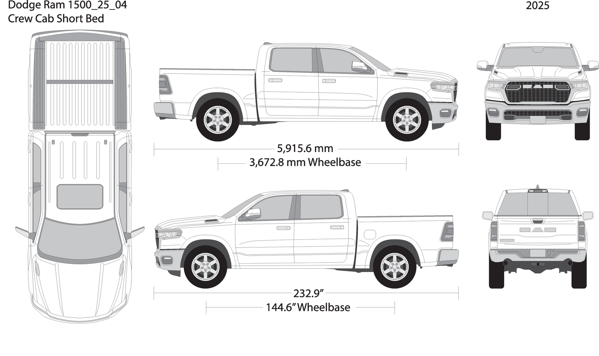 2025 Dodge Ram 1500 V04 Vehicle Wrap Template