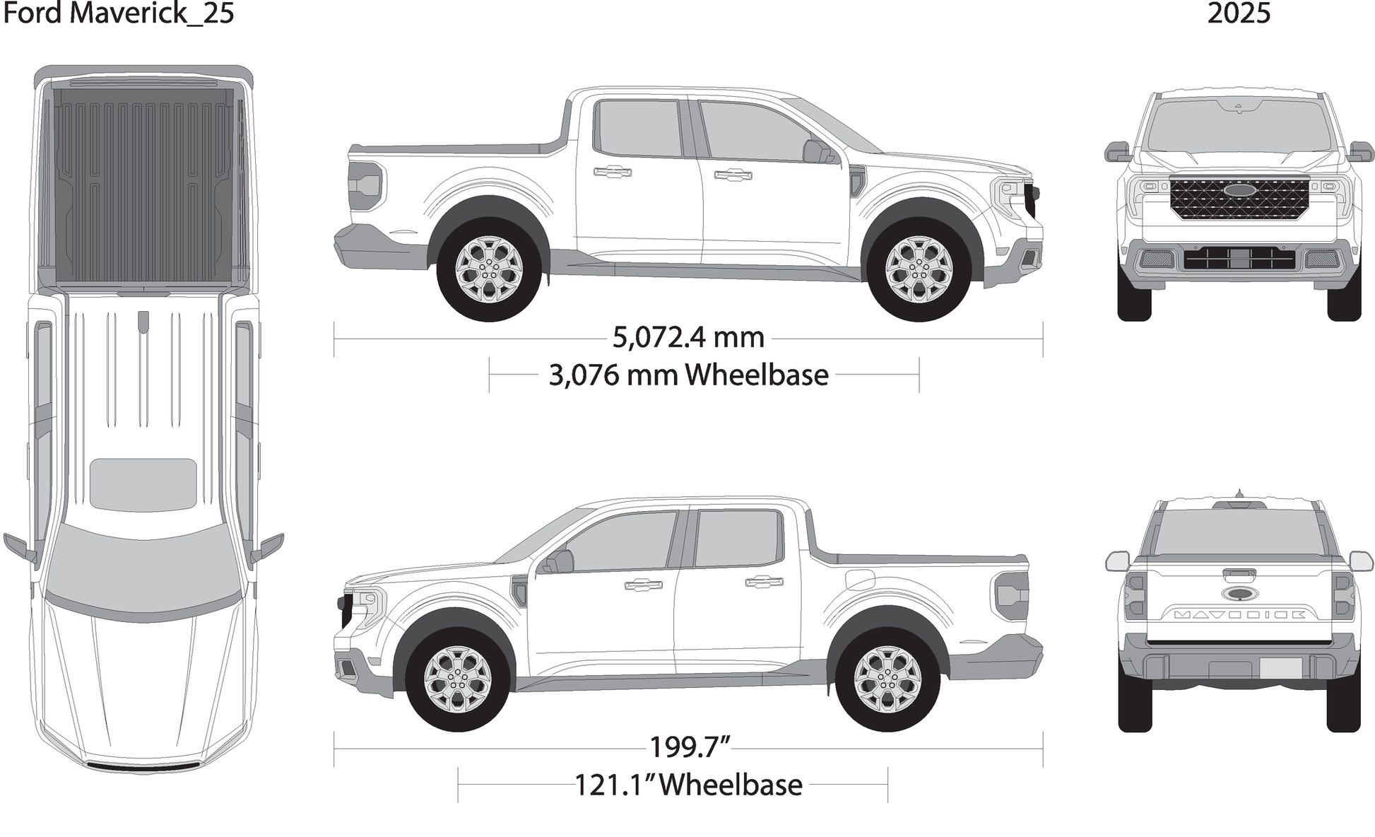 2025 Ford Maverick V25 Vehicle Wrap Template