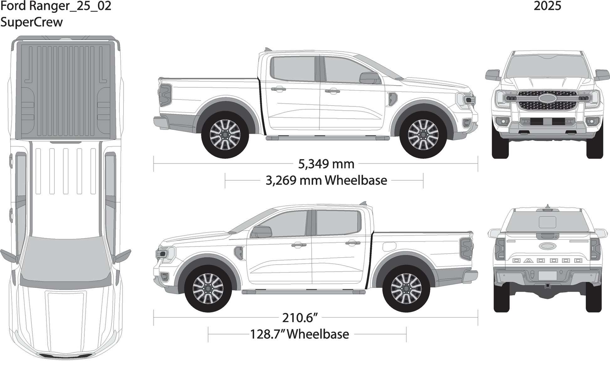 2025 Ford Ranger V02 Vehicle Wrap Template