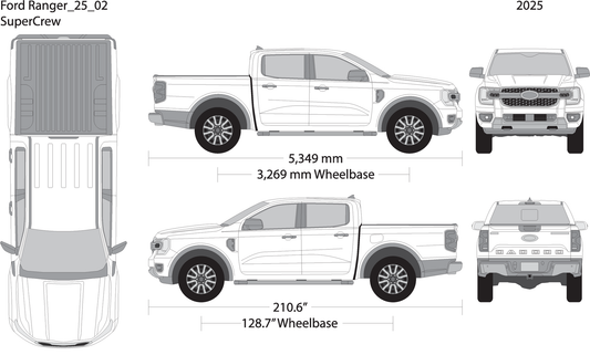 2025 Ford Ranger V02 Vehicle Wrap Template