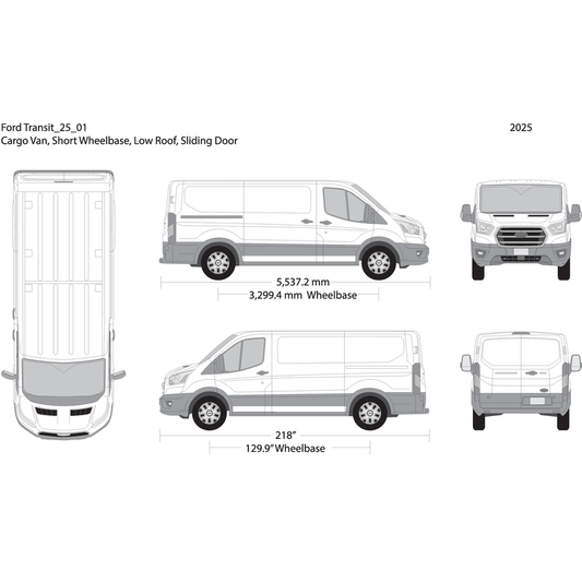 2025 Ford Transit Sliding Doors V01 Vehicle Wrap Template