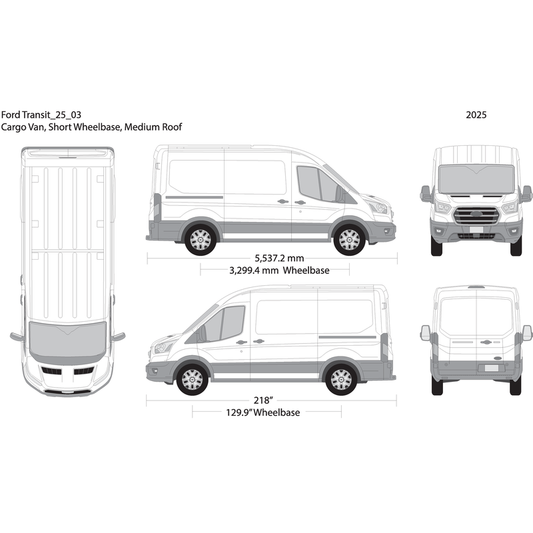 2025 Ford Transit Sliding Doors V03 Vehicle Wrap Template