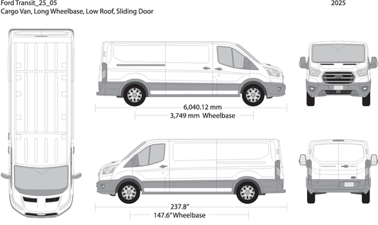 2025 Ford Transit Sliding Doors V05 Vehicle Wrap Template