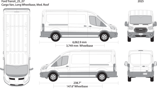 2025 Ford Transit Sliding Doors V07 Vehicle Wrap Template