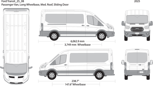 2025 Ford Transit Sliding Doors V08 Vehicle Wrap Template