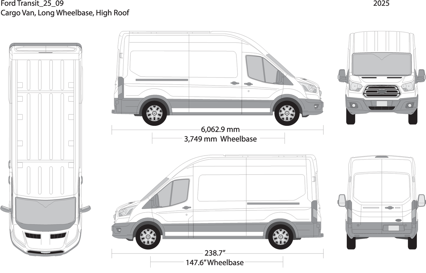 2025 Ford Transit Sliding Doors V09 Vehicle Wrap Template