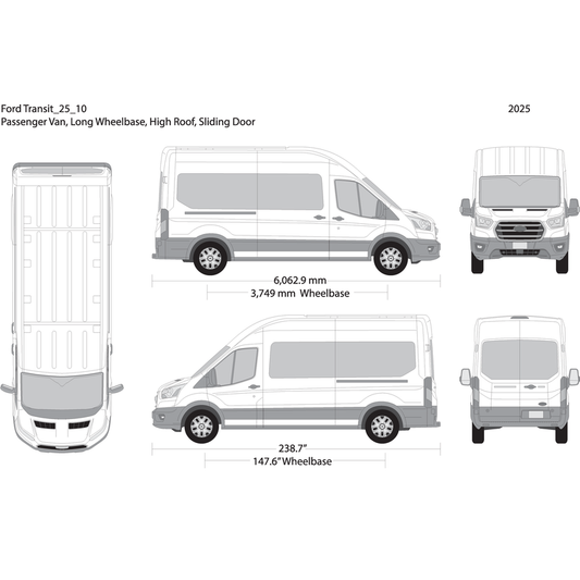 2025 Ford Transit Sliding Doors V10 Vehicle Wrap Template