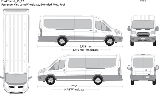 2025 Ford Transit Sliding Doors V12 Vehicle Wrap Template