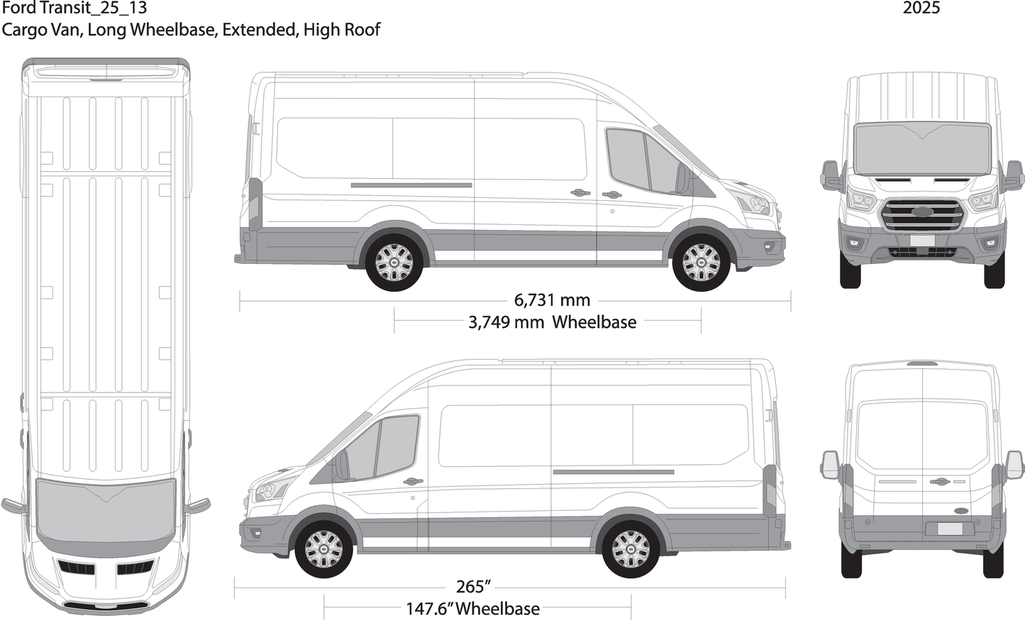 2025 Ford Transit Sliding Doors V13 Vehicle Wrap Template