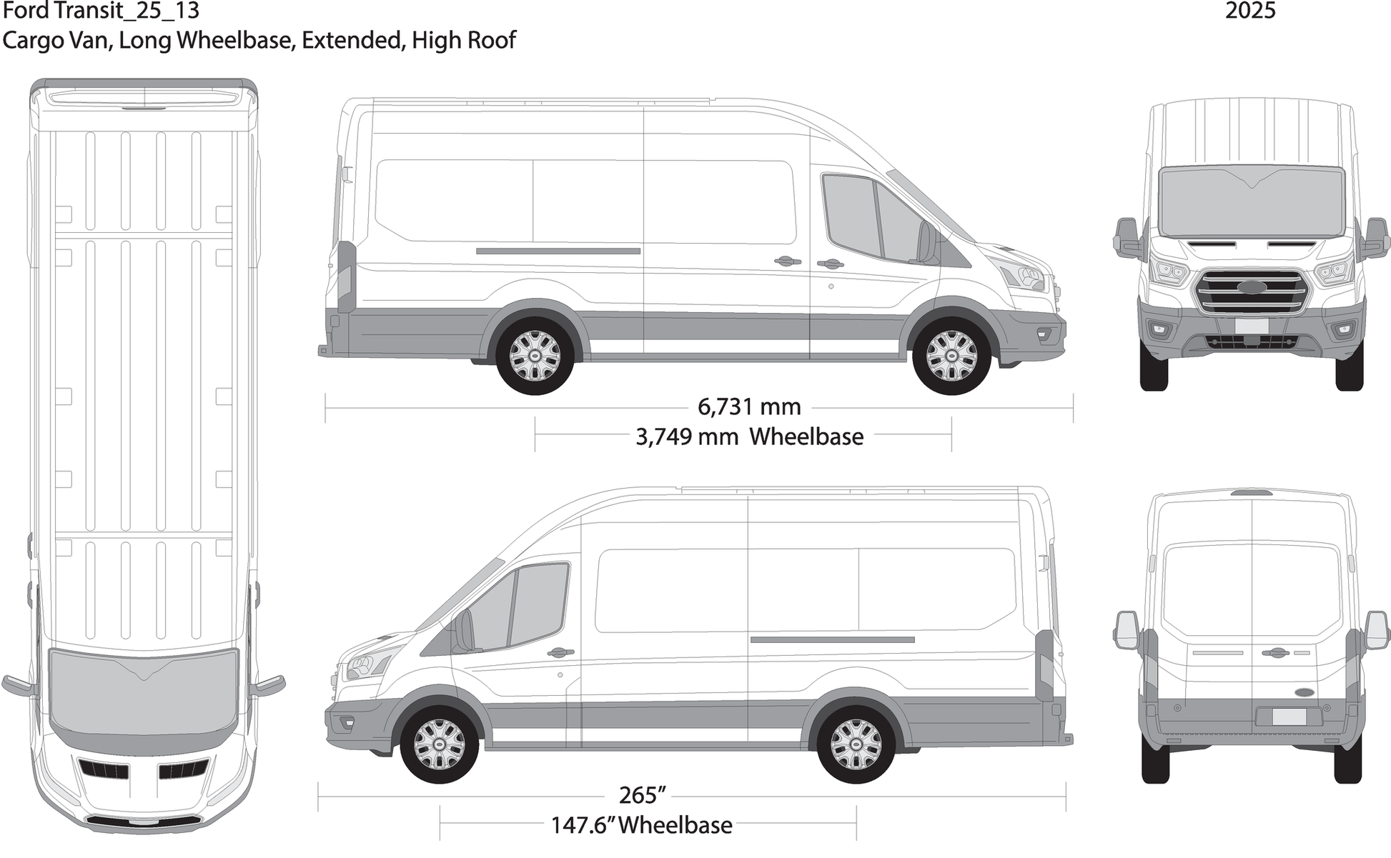 2025 Ford Transit Sliding Doors V13 Vehicle Wrap Template