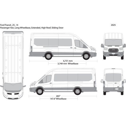 2025 Ford Transit Sliding Doors V14 Vehicle Wrap Template