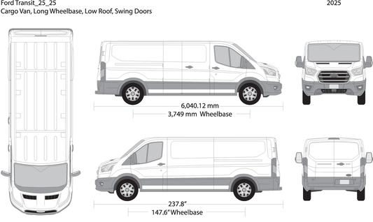 2025 Ford Transit Swing Doors V25 Vehicle Wrap Template