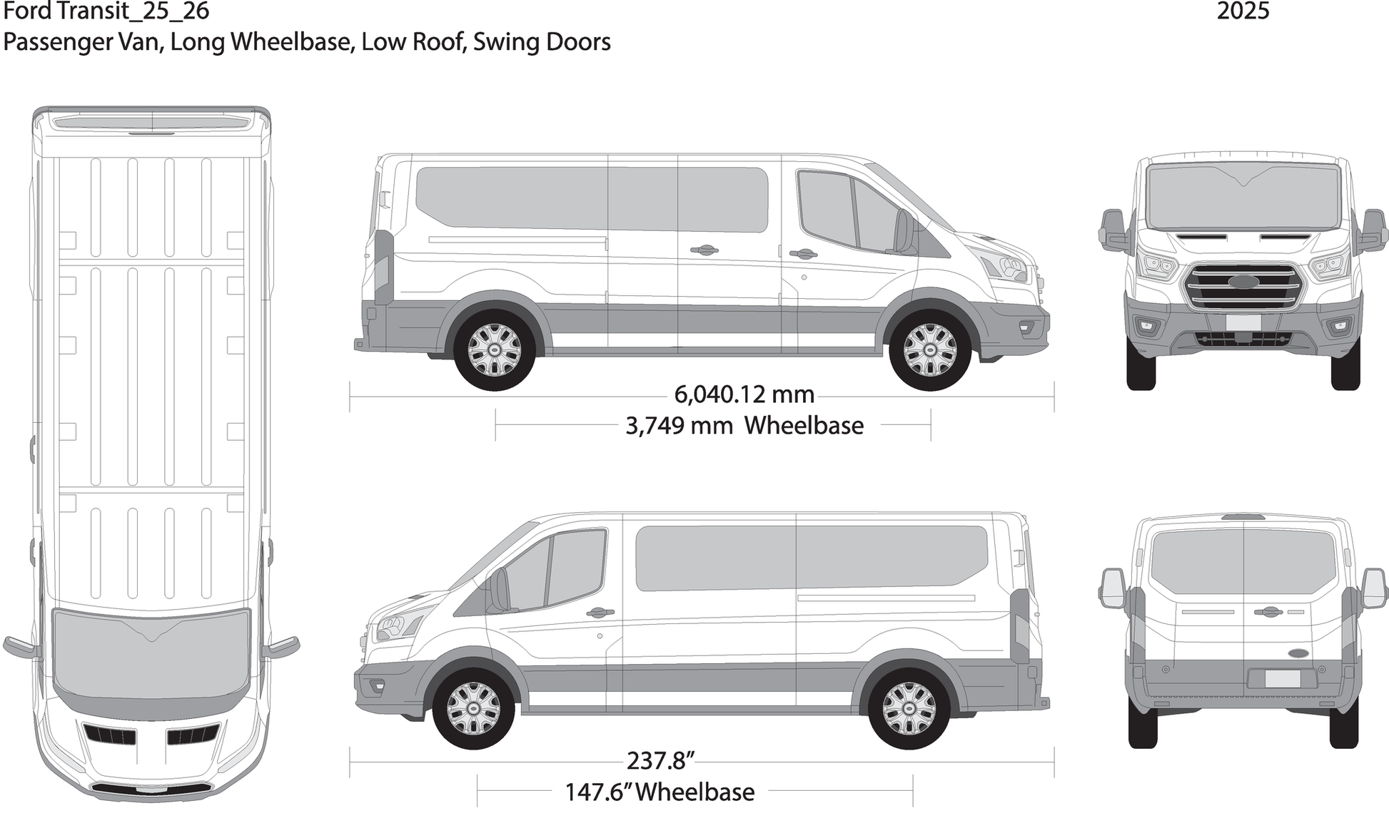 2025 Ford Transit Swing Doors V26 Vehicle Wrap Template