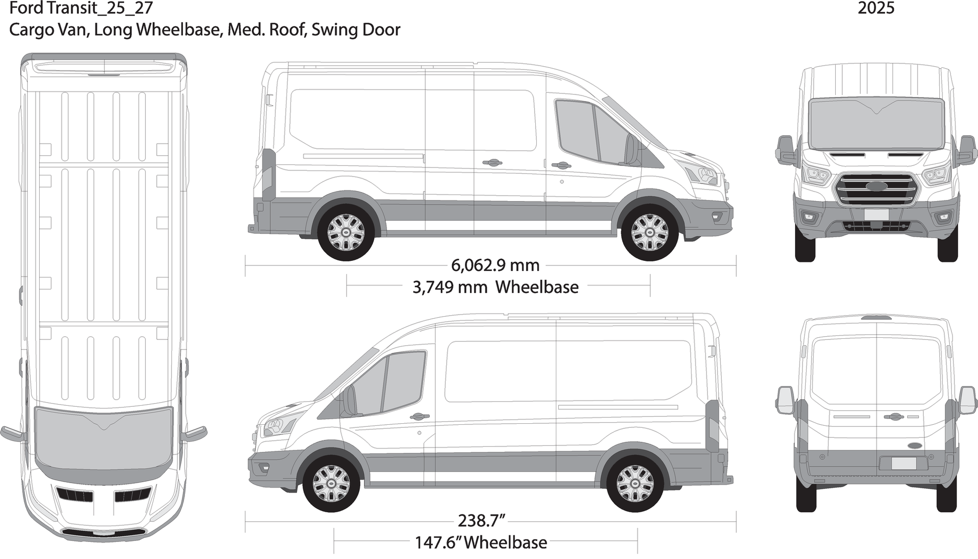 2025 Ford Transit Swing Doors V27 Vehicle Wrap Template