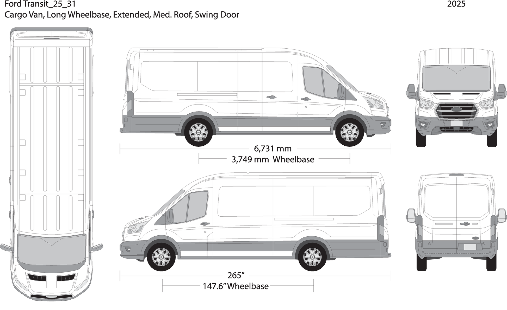 2025 Ford Transit Swing Doors V31 Vehicle Wrap Template