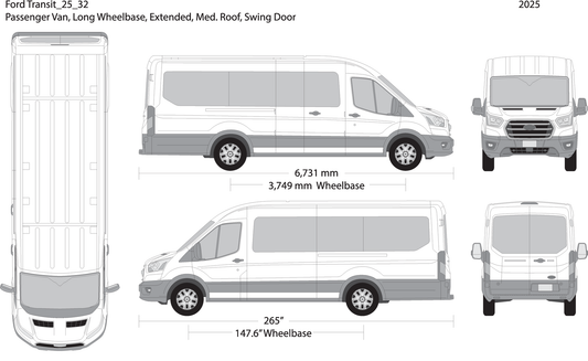 2025 Ford Transit Swing Doors V32 Vehicle Wrap Template