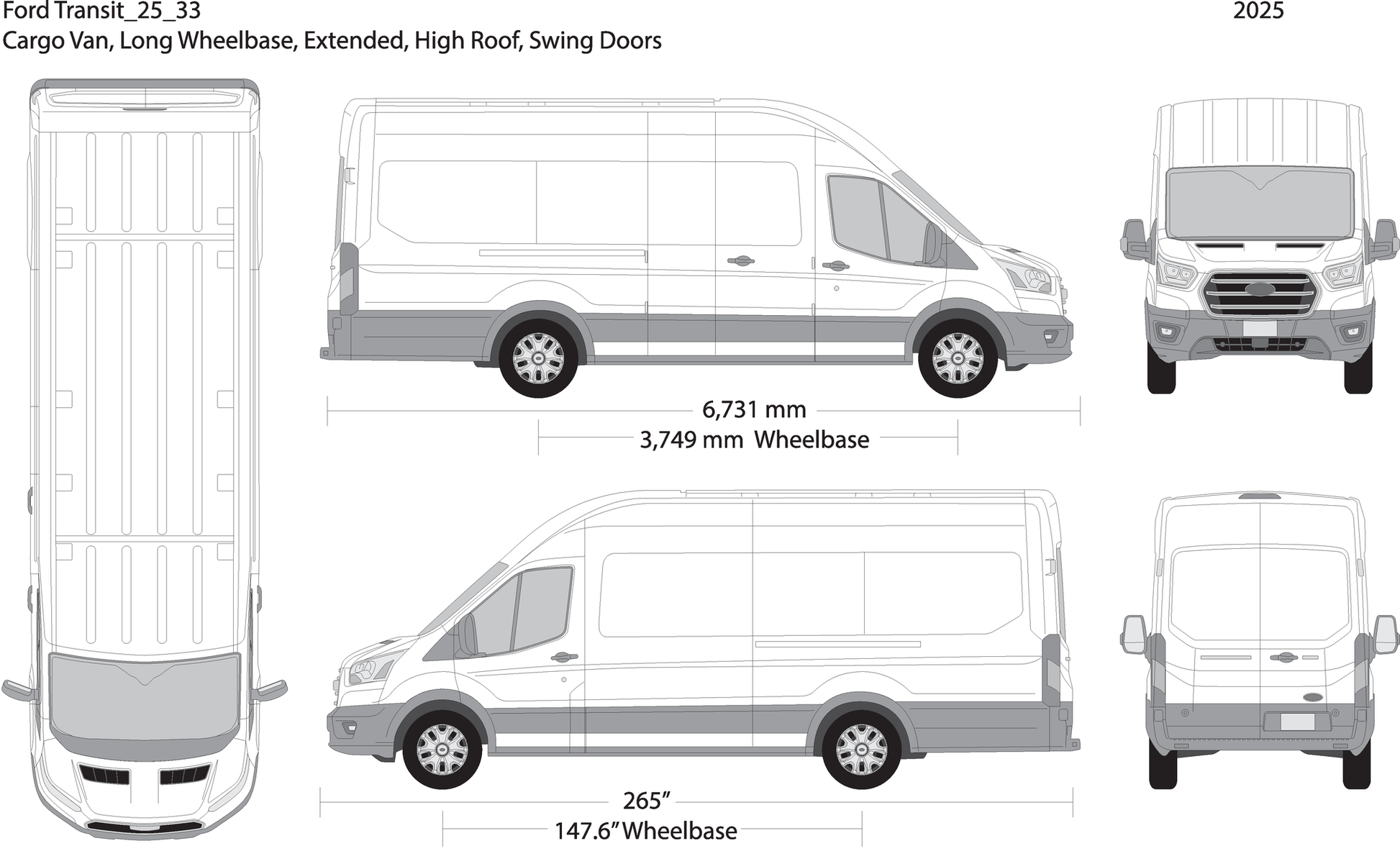 2025 Ford Transit Swing Doors V33 Vehicle Wrap Template