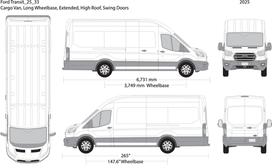 2025 Ford Transit Swing Doors V33 Vehicle Wrap Template