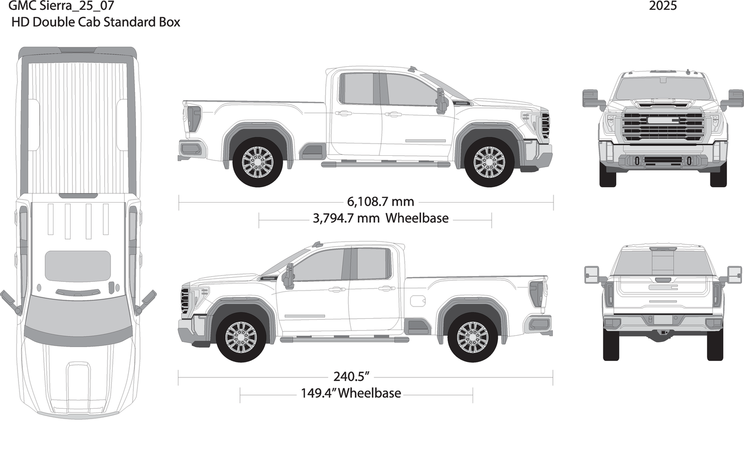 2025 Gmc Sierra 2500 3500 Hd V07 Vehicle Wrap Template