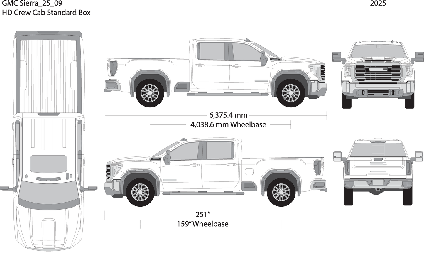2025 Gmc Sierra 2500 3500 Hd V09 Vehicle Wrap Template