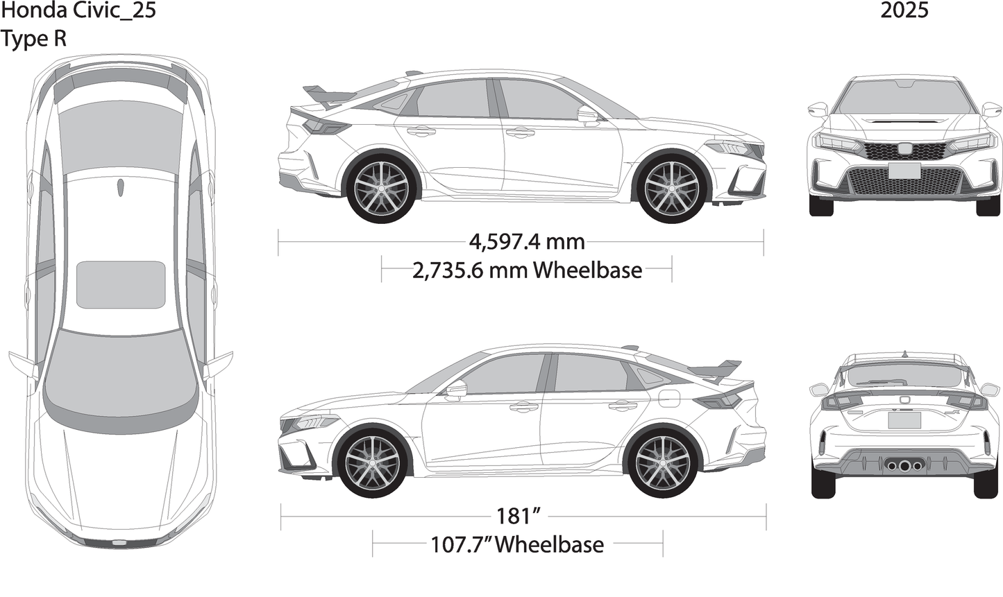 2025 Honda Civic Type R V25 Vehicle Wrap Template