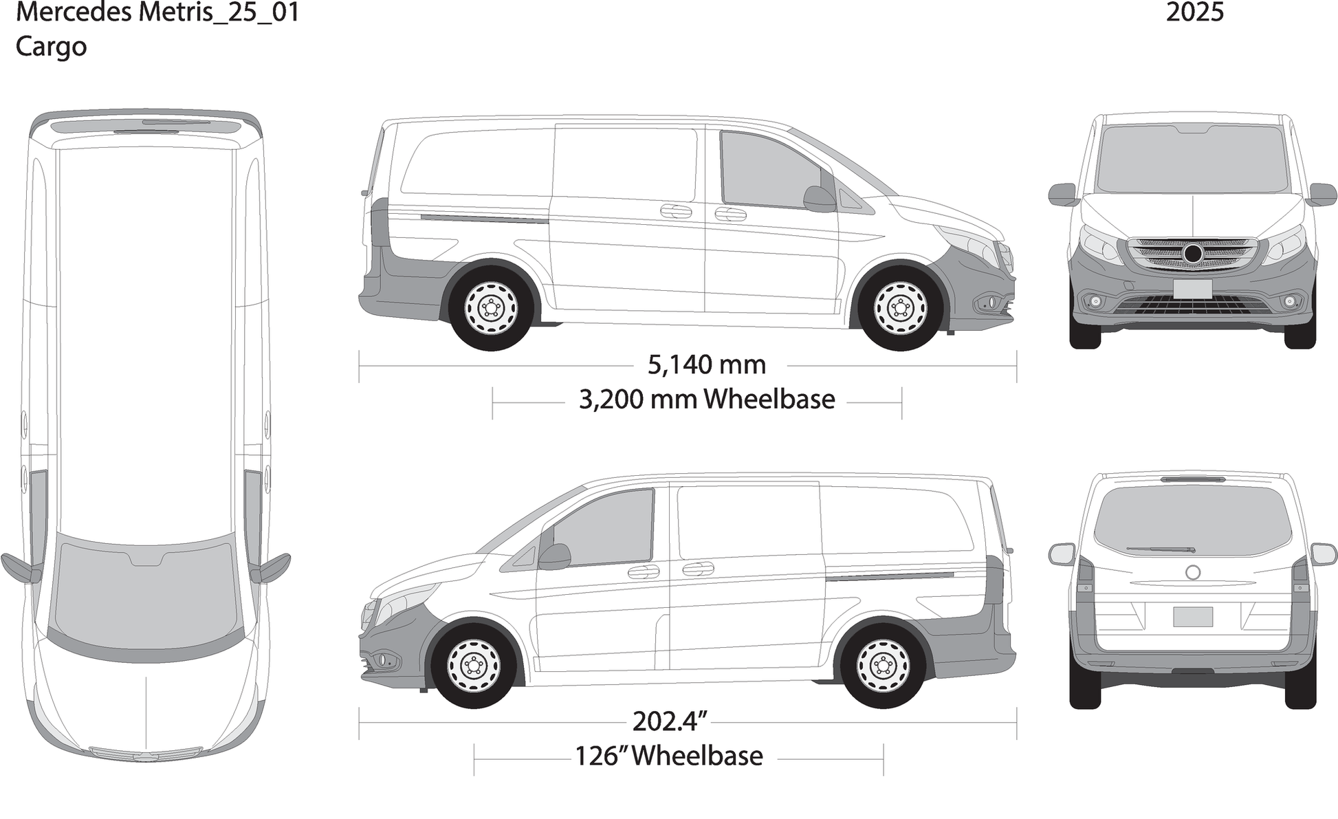 2025 Mercedes Metris V01 Vehicle Wrap Template