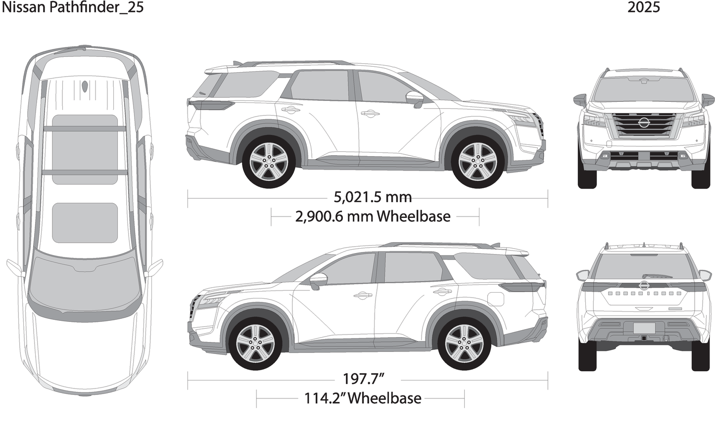 2025 Nissan Pathfinder V25 Vehicle Wrap Template