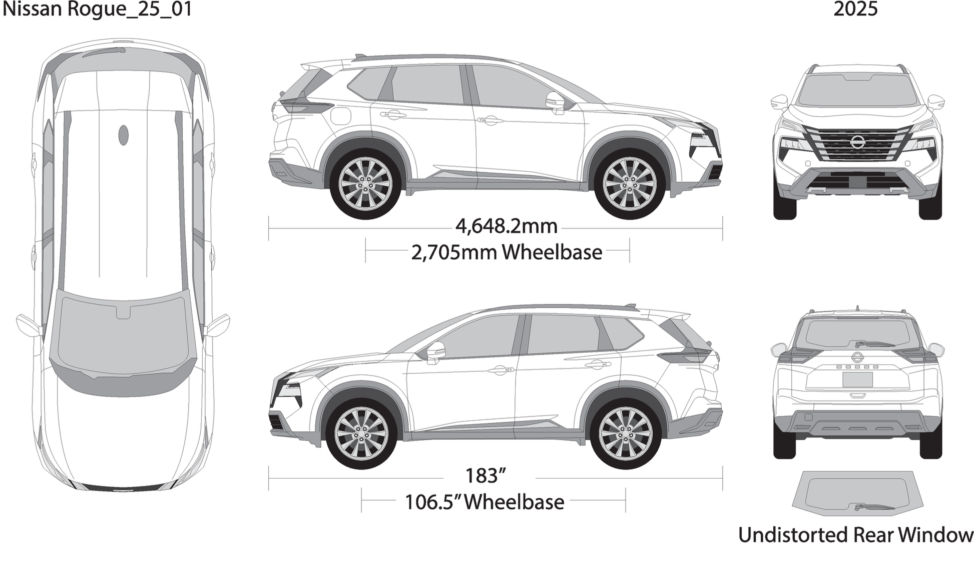 2025 Nissan Rogue V25 Vehicle Wrap Template